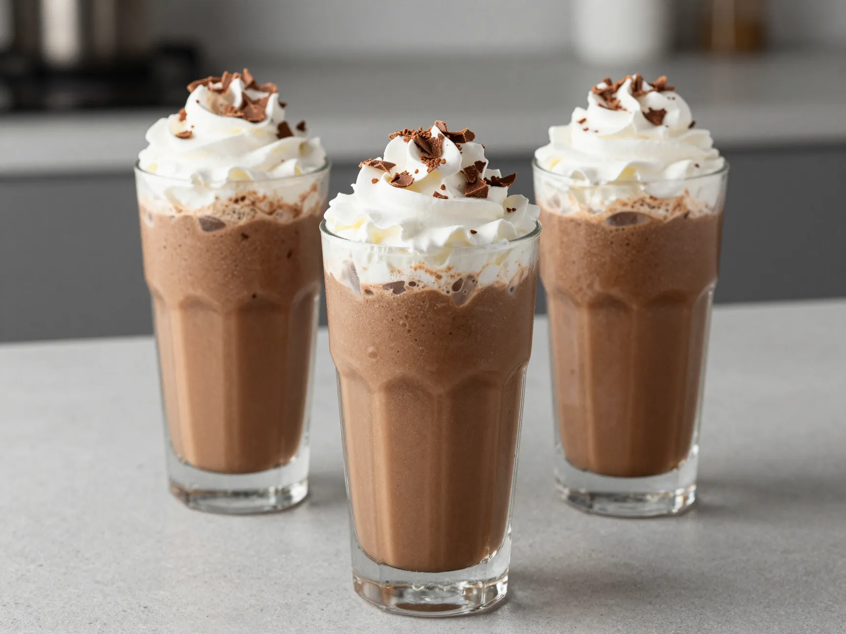 Blended frozen mocha frappe glass creamy texture
