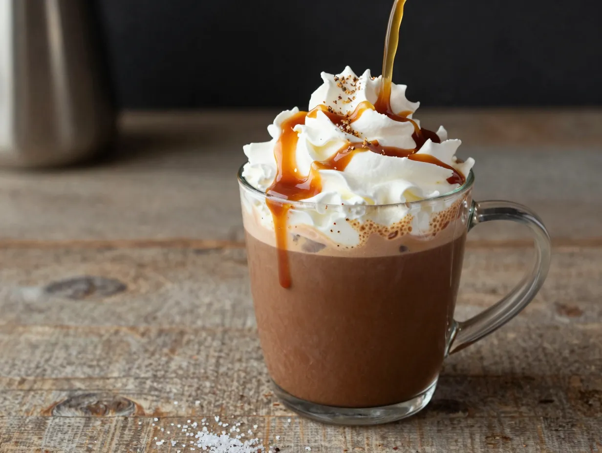 Salted caramel mocha mug sea salt pinch drizzle
