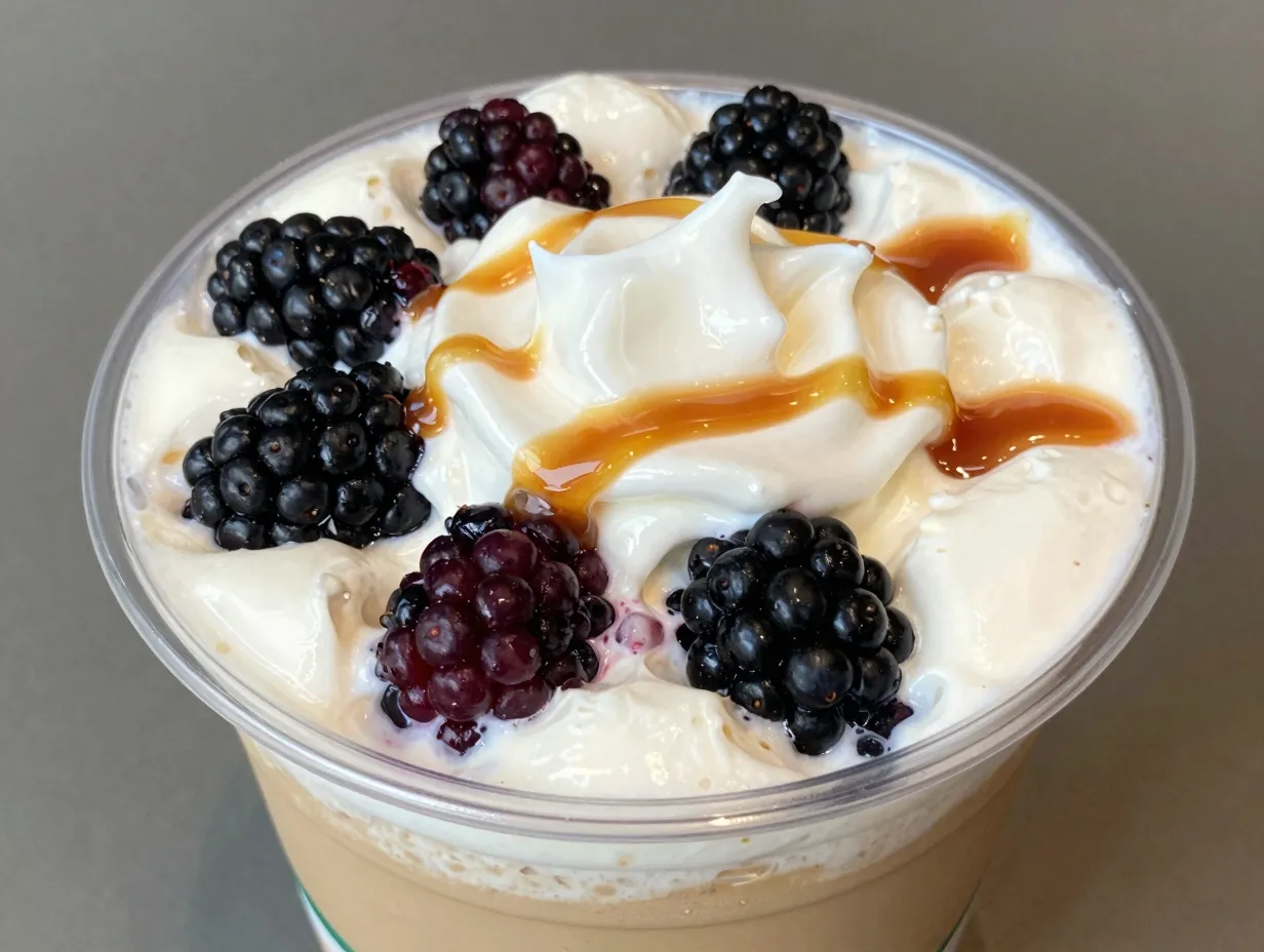 Blackberry caramel macchiato fruit sweet cream foam