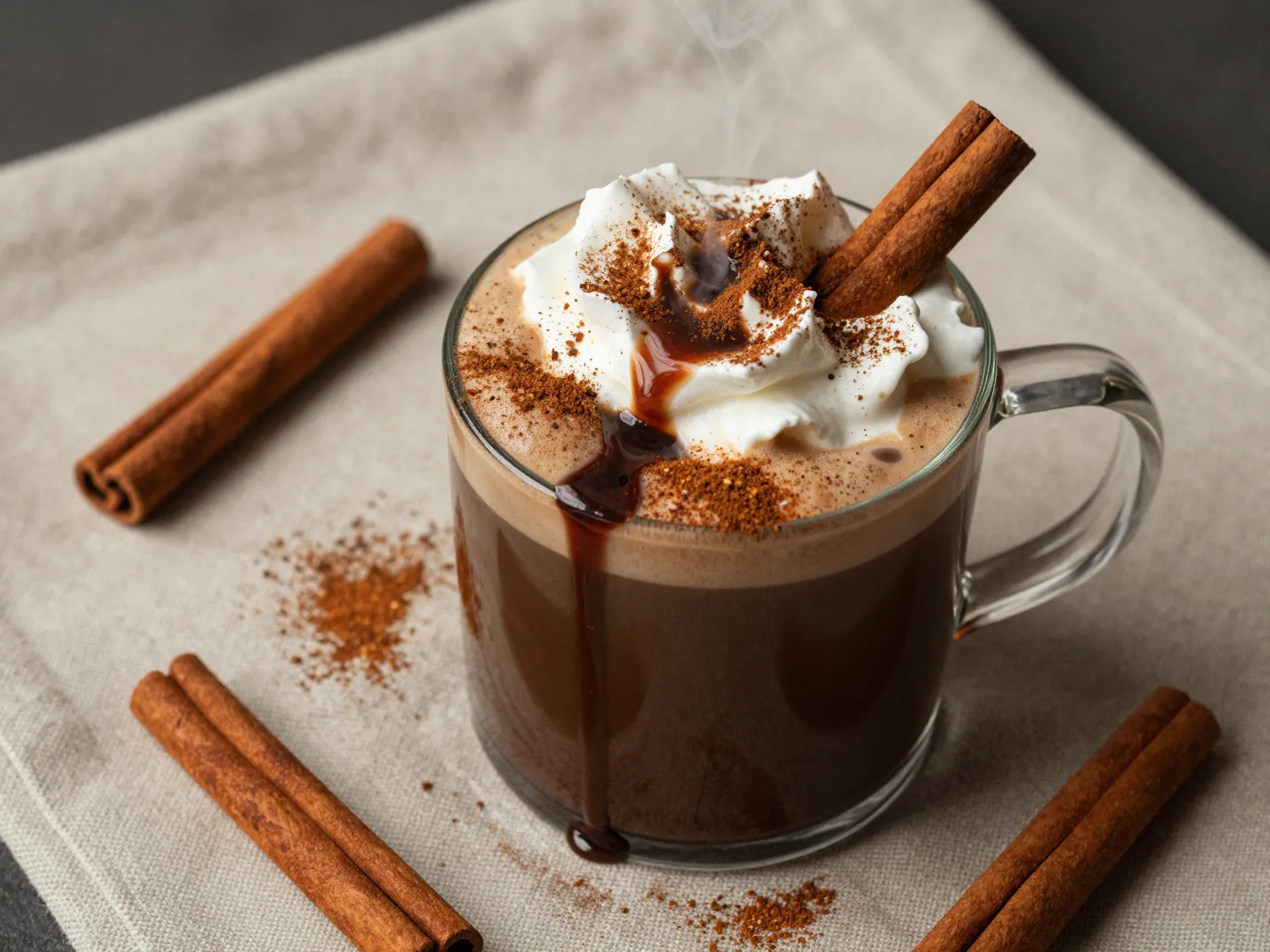 Spiced mexican mocha mug cinnamon cayenne garnish