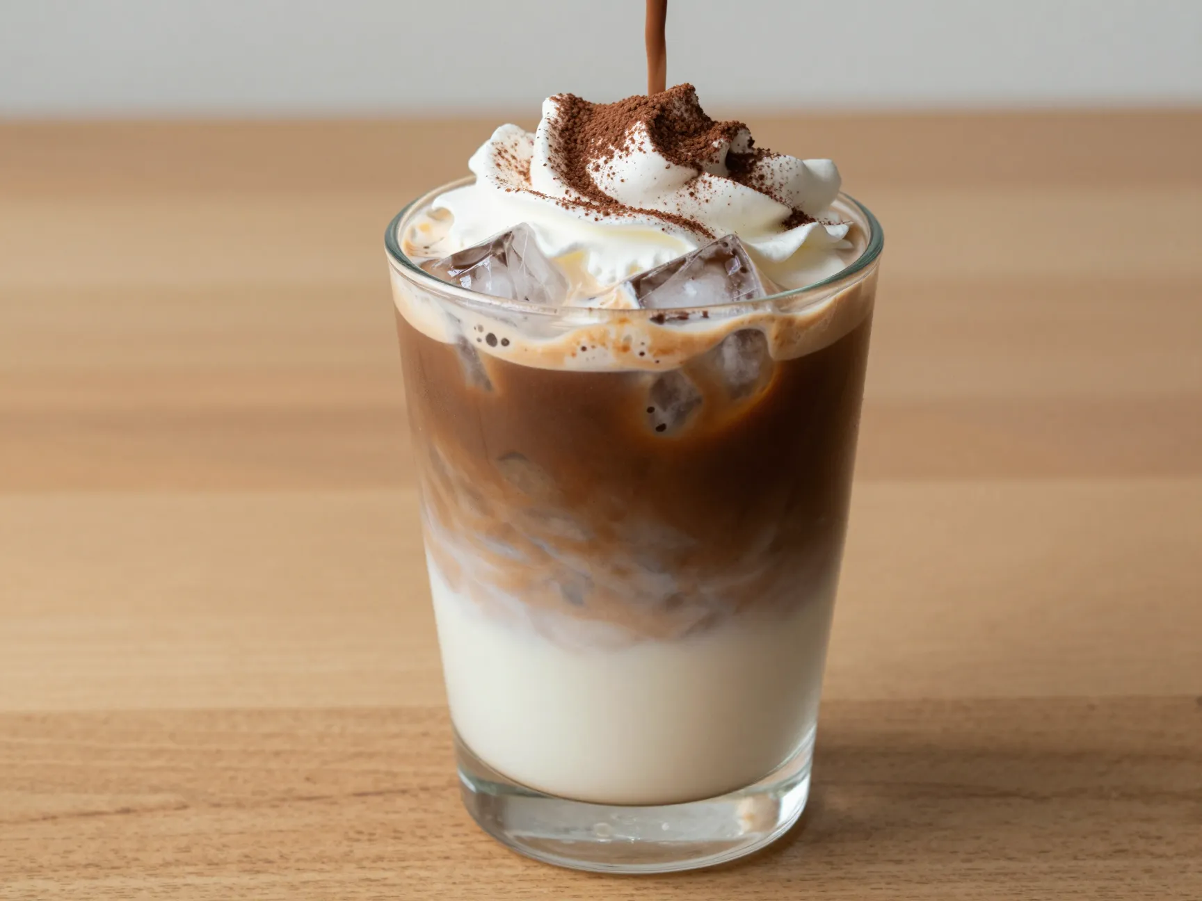 Overnight cold brew mocha glass layered concentrate