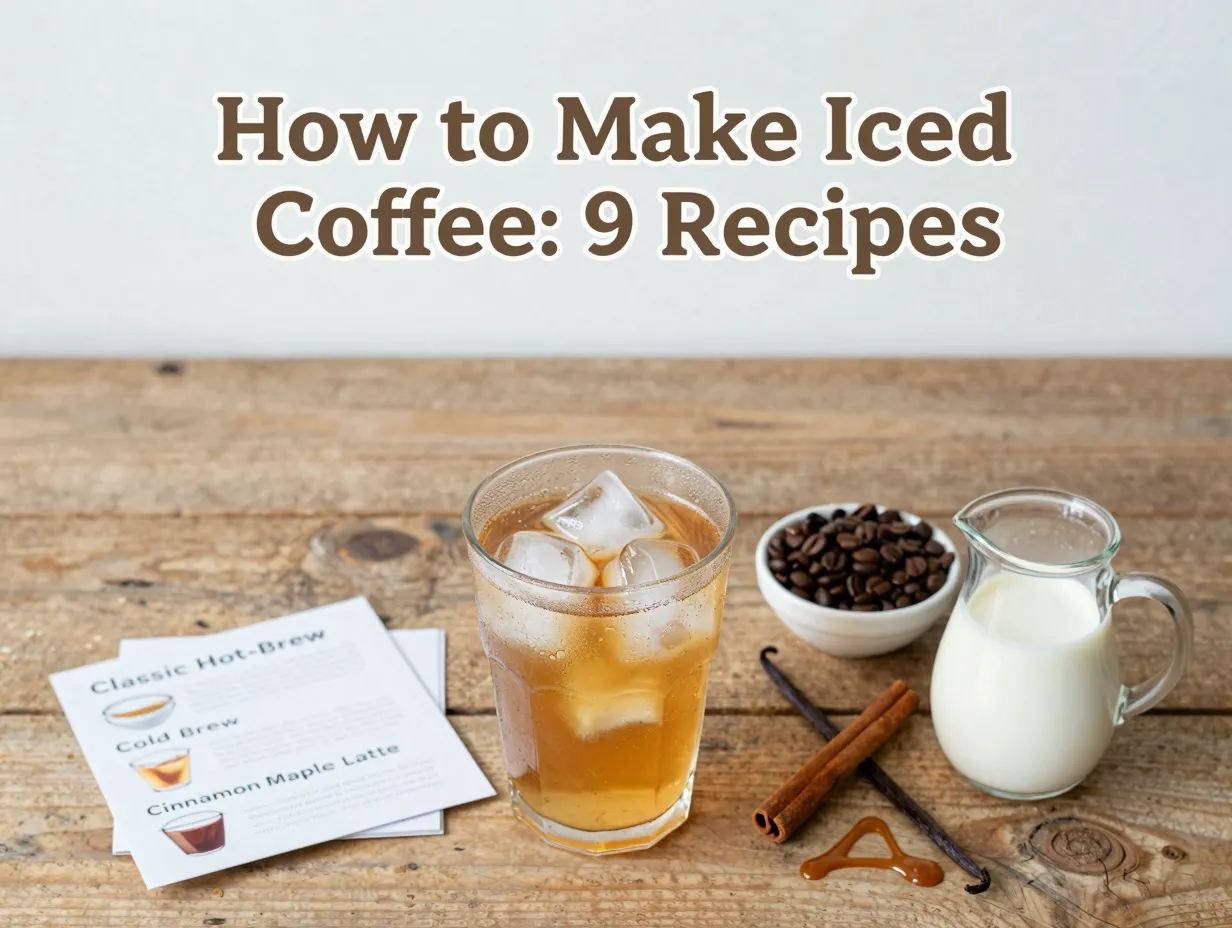 A flat lay chilled cold brew recipes ingredients minimalist photography