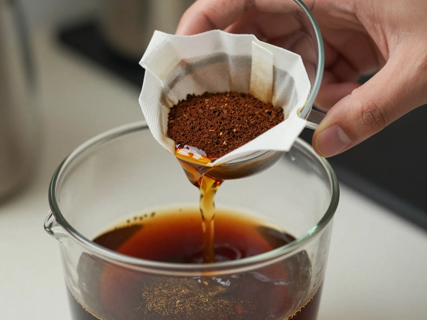 Classic cold brew concentrate cheesecloth strainer coarse grounds pitcher