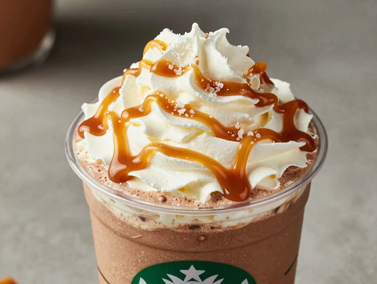 Salted caramel hot chocolate caramel drizzle sea salt