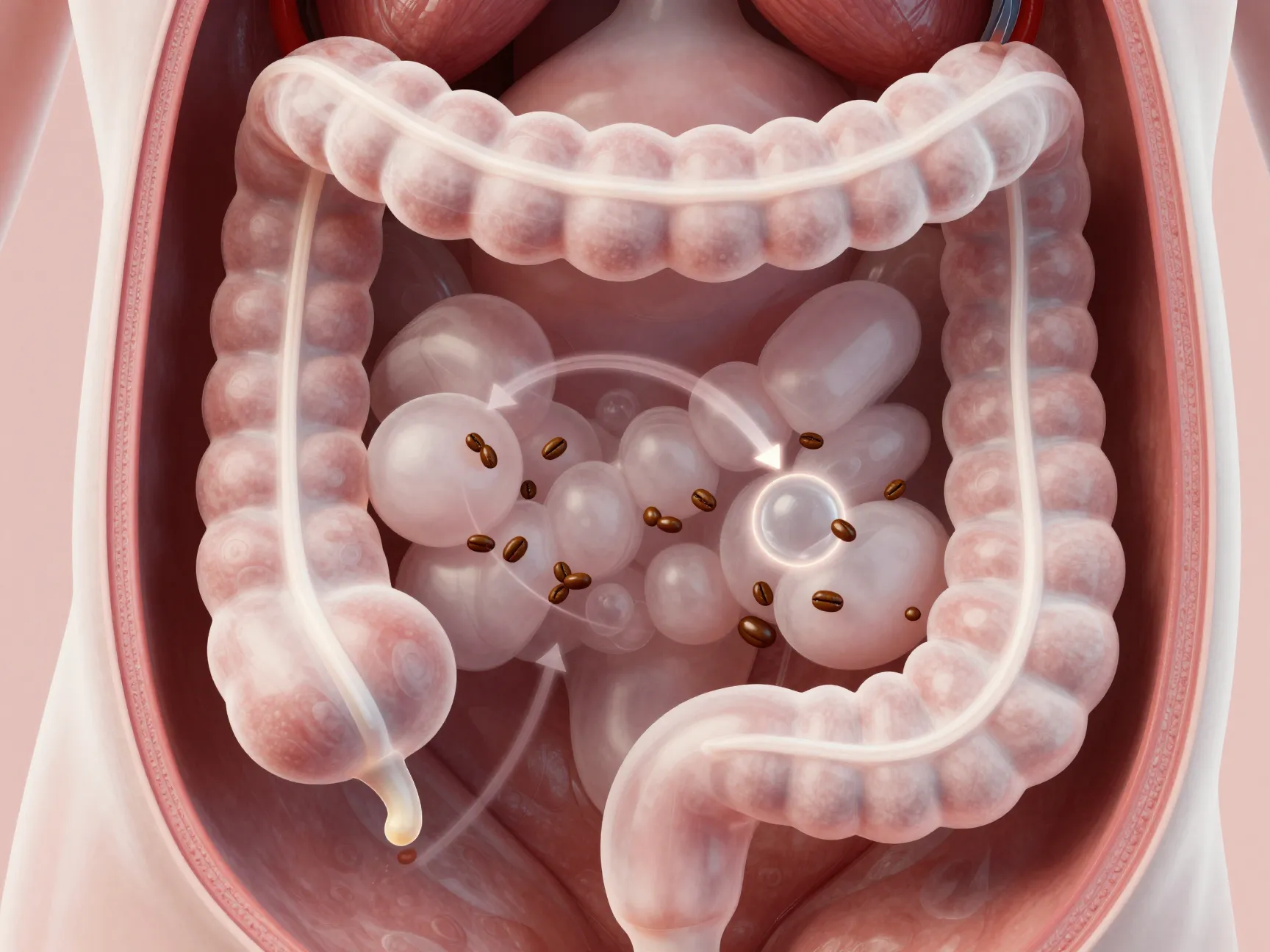 Caffeine stimulates colon contractions in a human digestive system