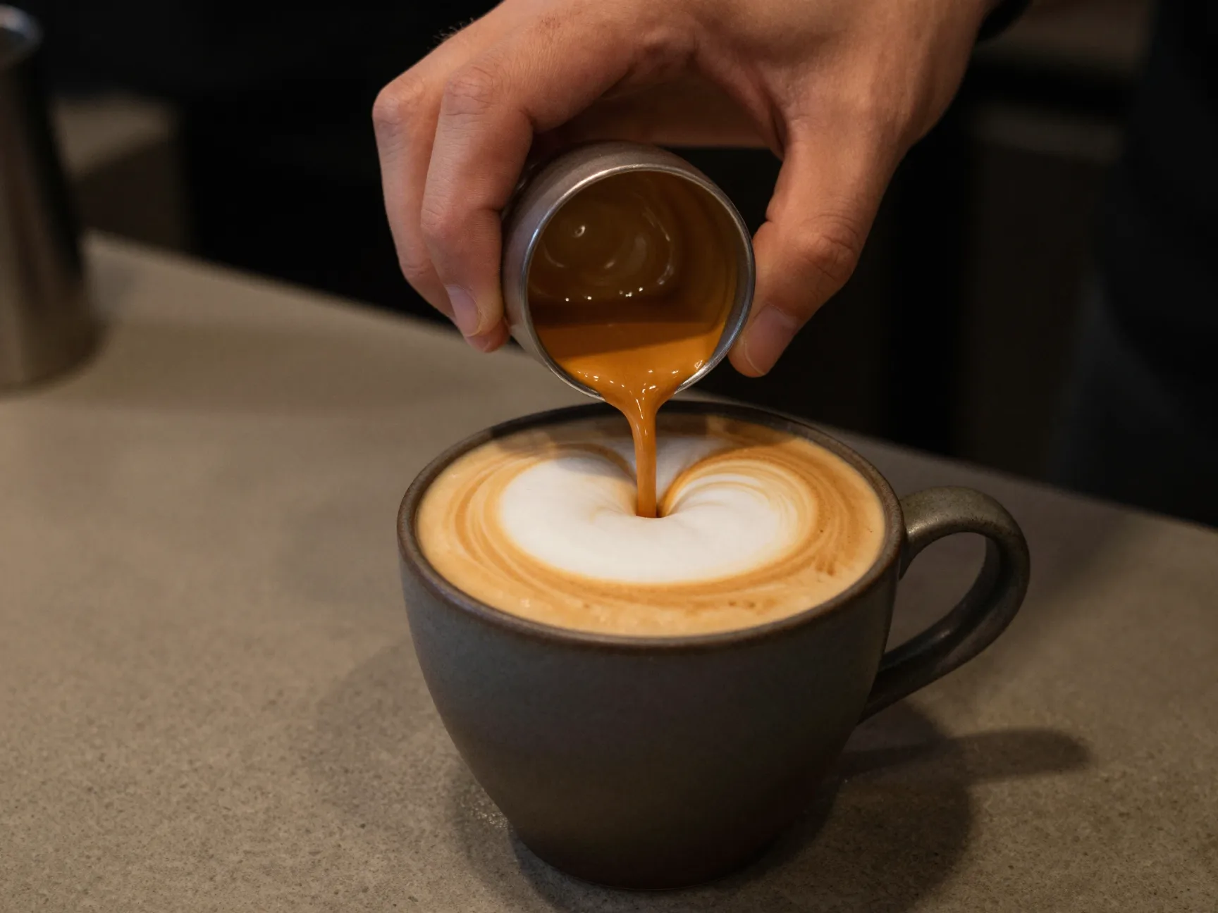 A flat white showcasing espresso quality with ristretto shots and microfoam