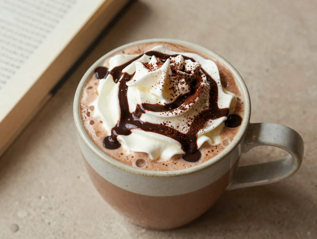 Mocha with espresso chocolate syrup and whipped cream