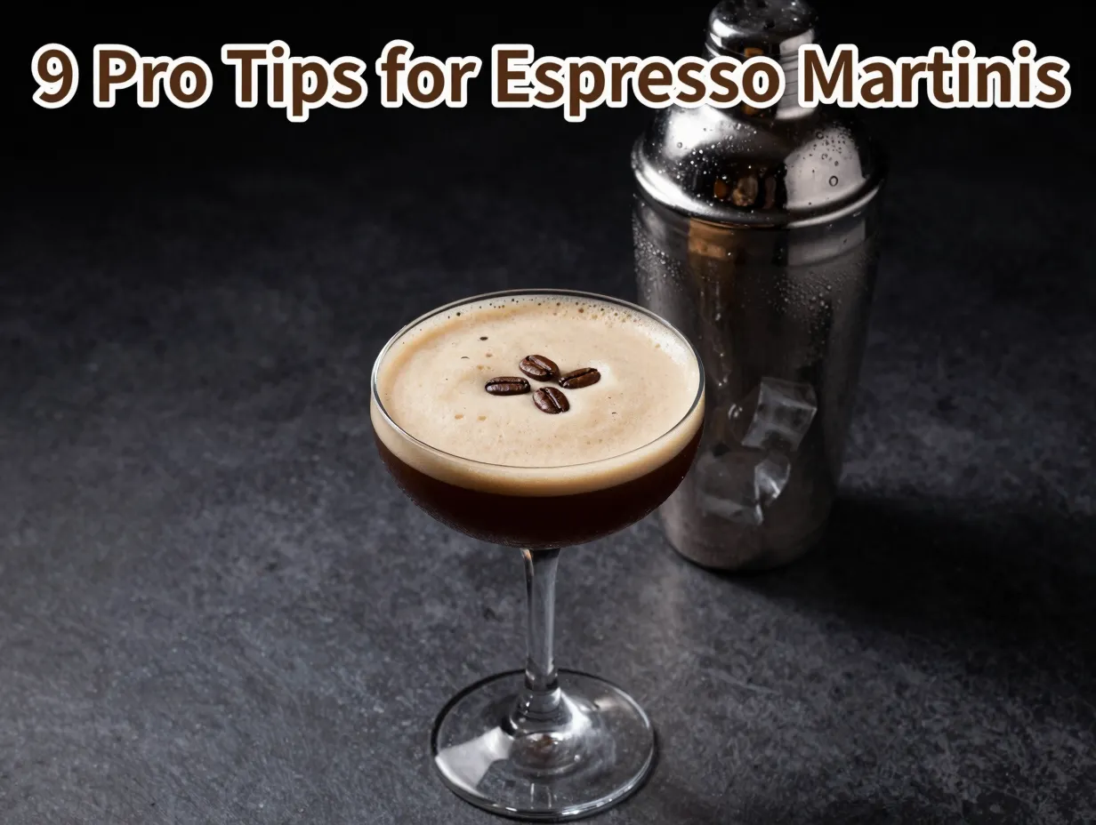 Perfect espresso martini creamy foam three beans chilled glass