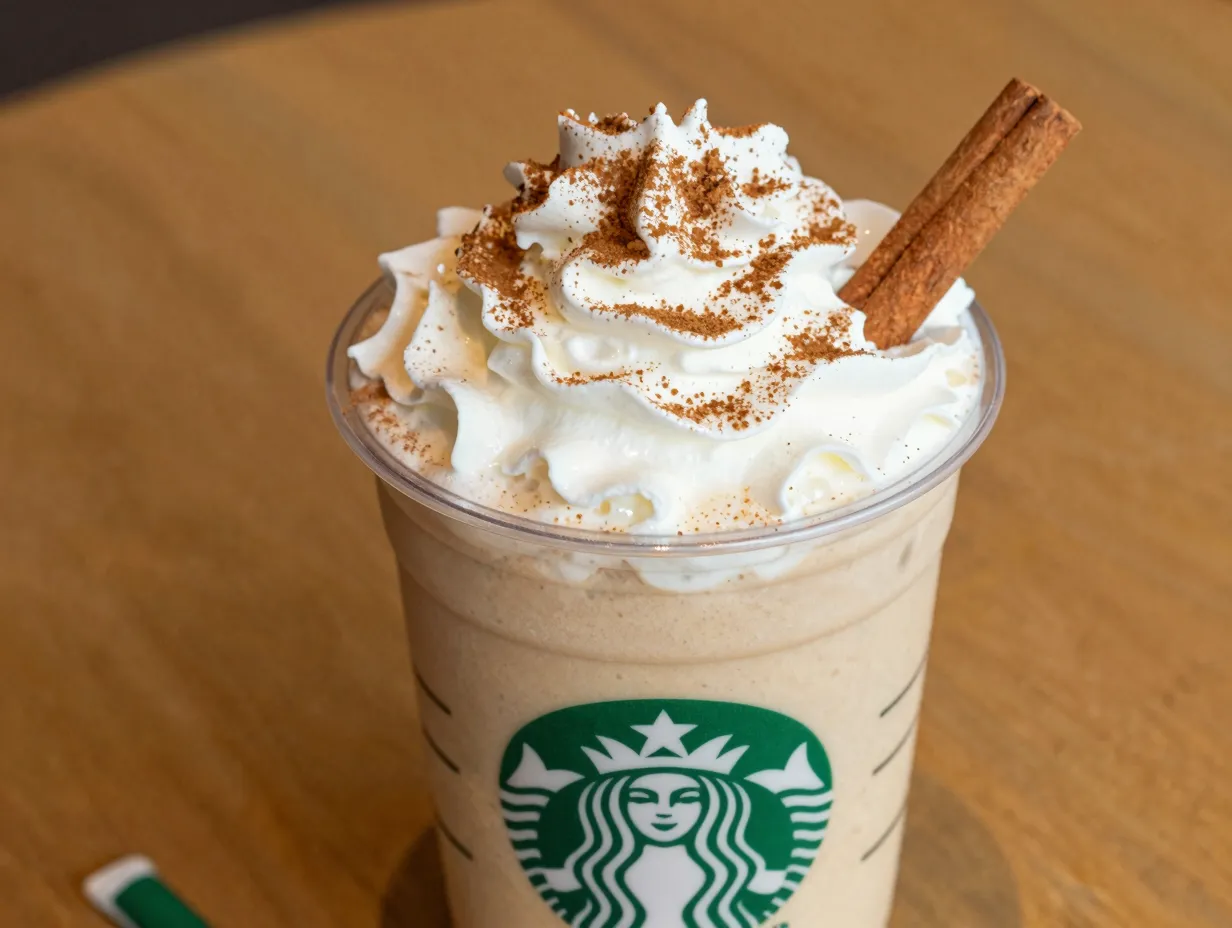 Horchata frappuccino cinnamon powder dusting grande cup