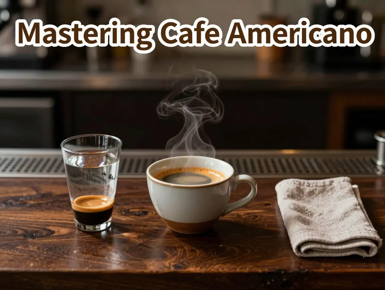 Overhead ceramic cup espresso water crema barista craft