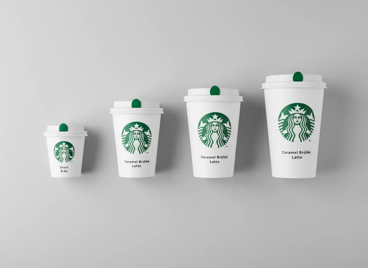 Four starbucks cup sizes short tall grande venti comparison lineup