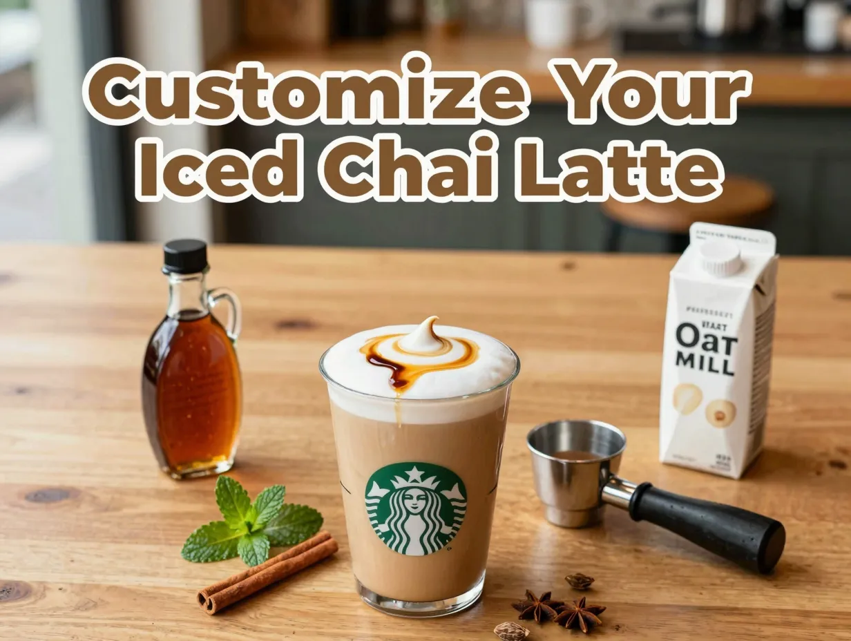 Iced chai latte customizations espresso oat milk foam spices