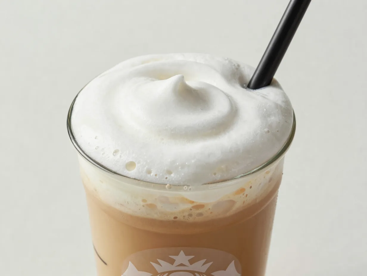 Iced chai latte with vanilla sweet cream cold foam topping