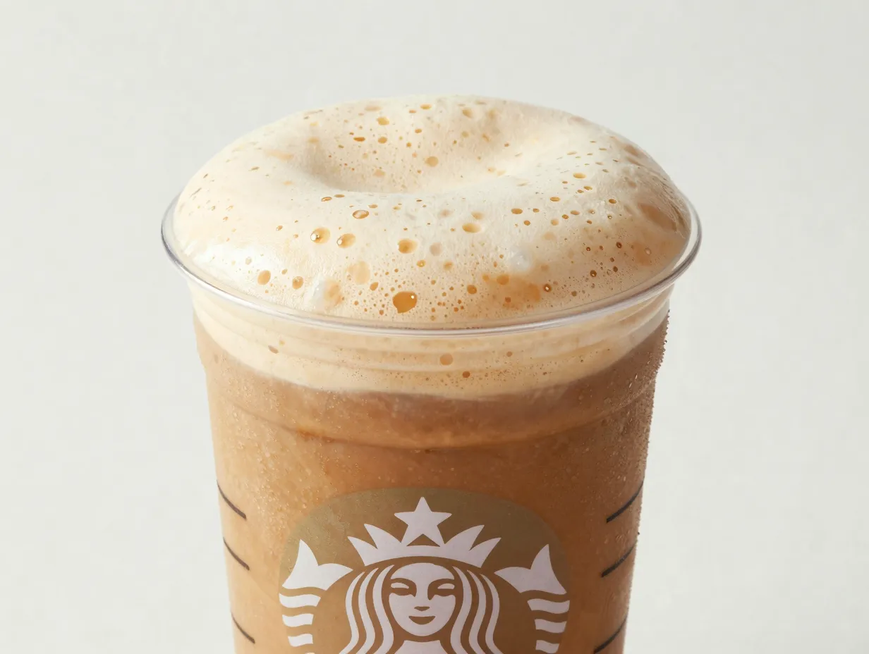 Iced chai latte with spiced chai infused cold foam layer