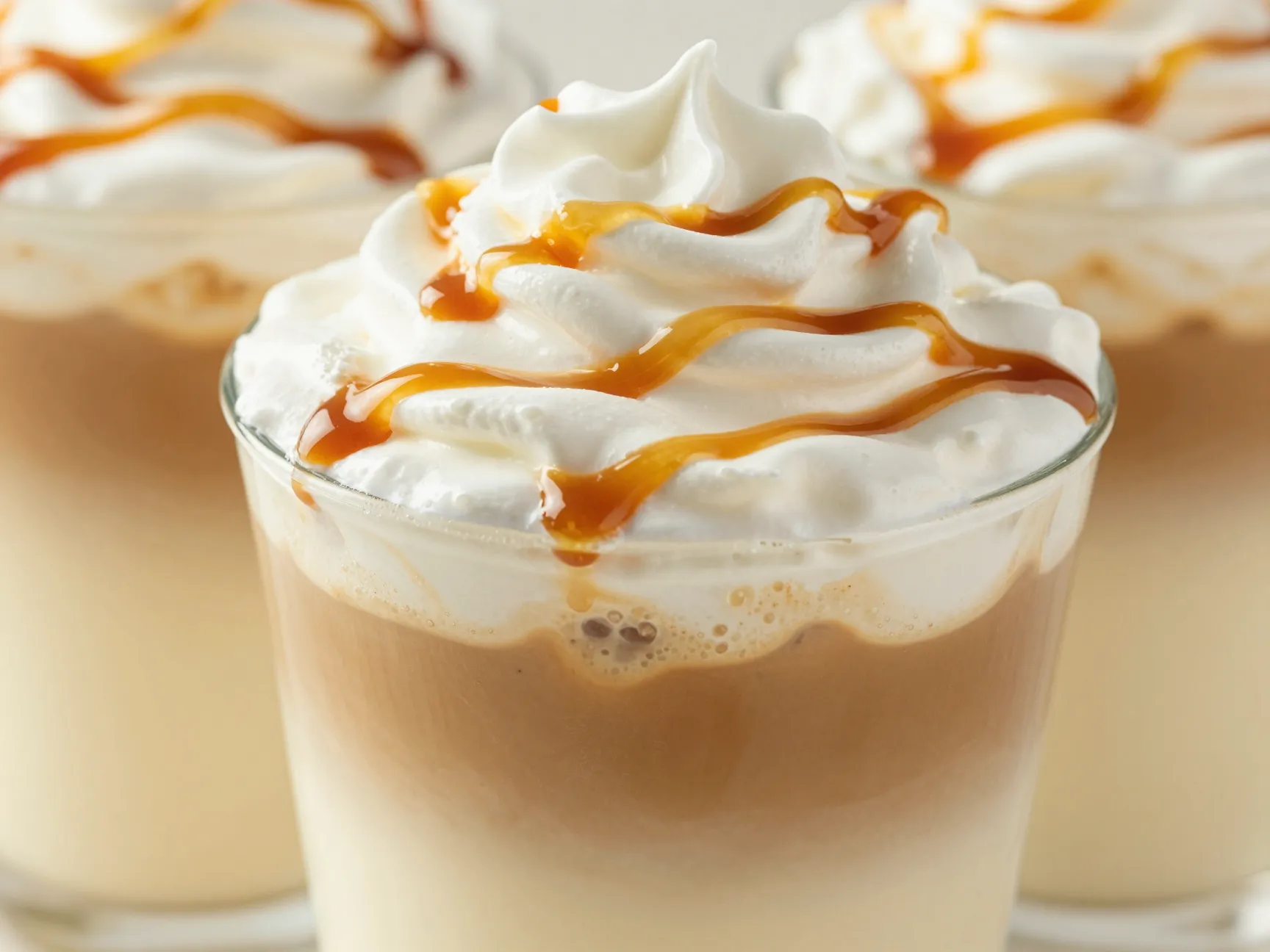 Caramel clouds macchiato with vanilla sweet cream milk base