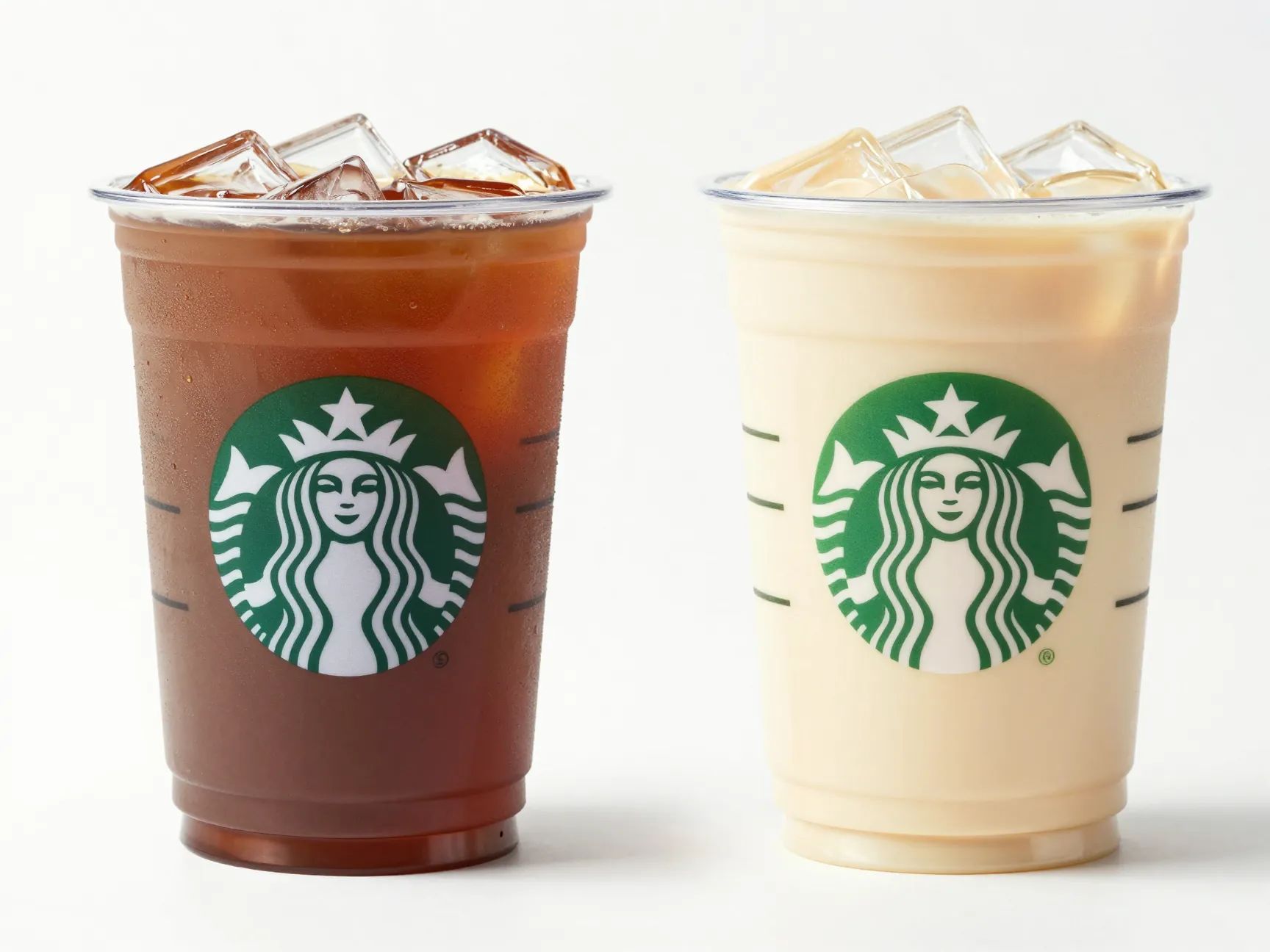 Iced chai latte with fewer chai pumps showing lighter color