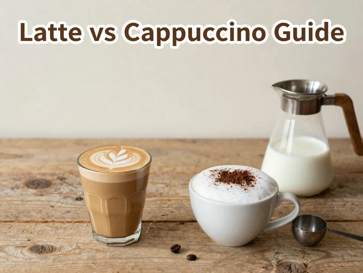 Latte cappuccino overhead comparison milk foam espresso scoop