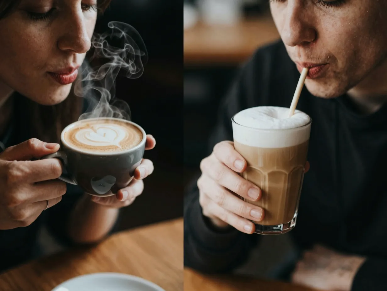 Contrast of bold espresso cappuccino and creamy mild latte flavor