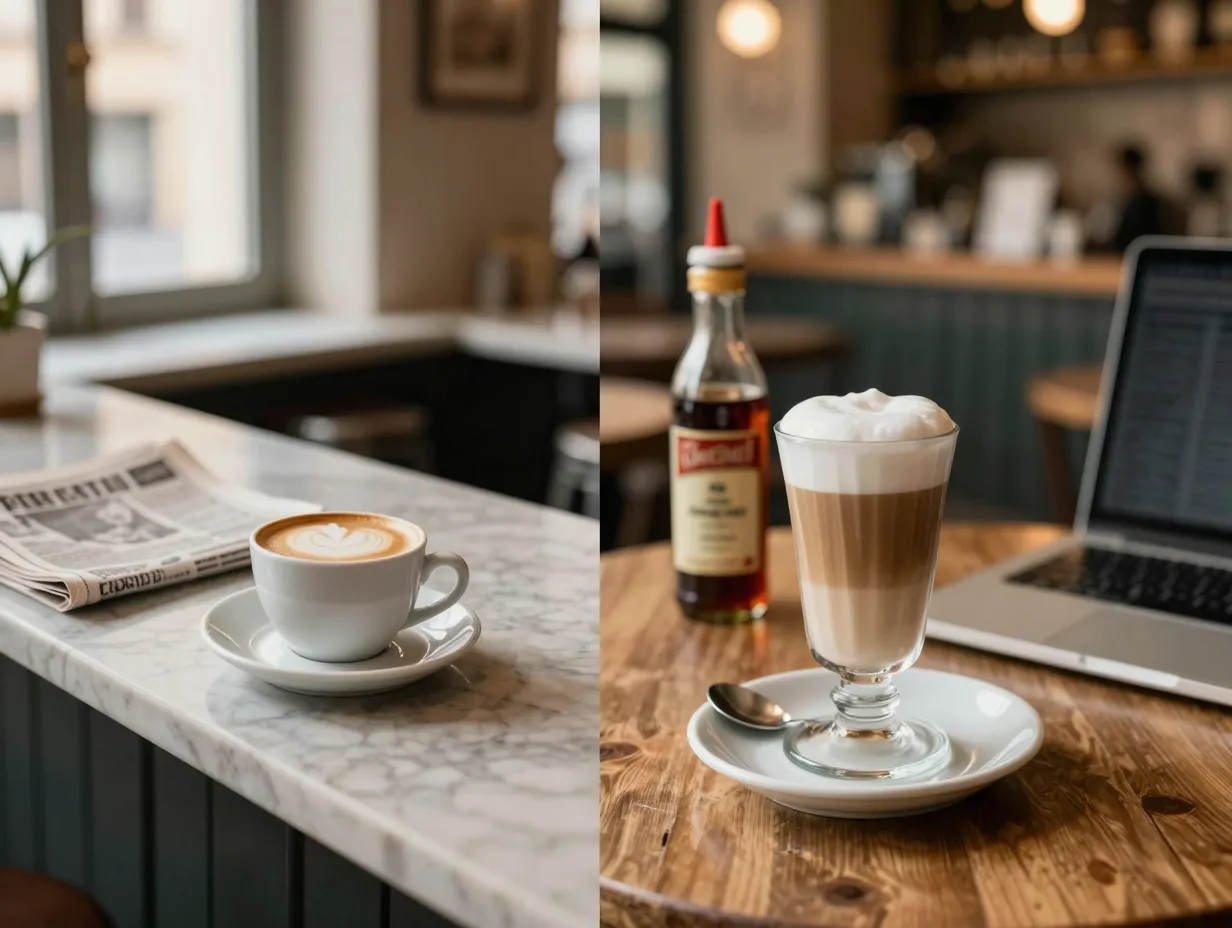 Italian morning cappuccino ritual versus global all day customizable latte