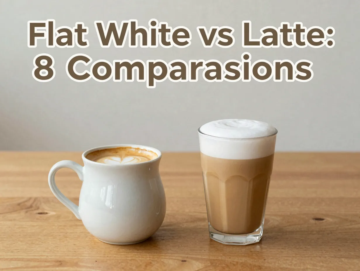 Side by side tulip cup flat white tall glass latte microfoam thick foam