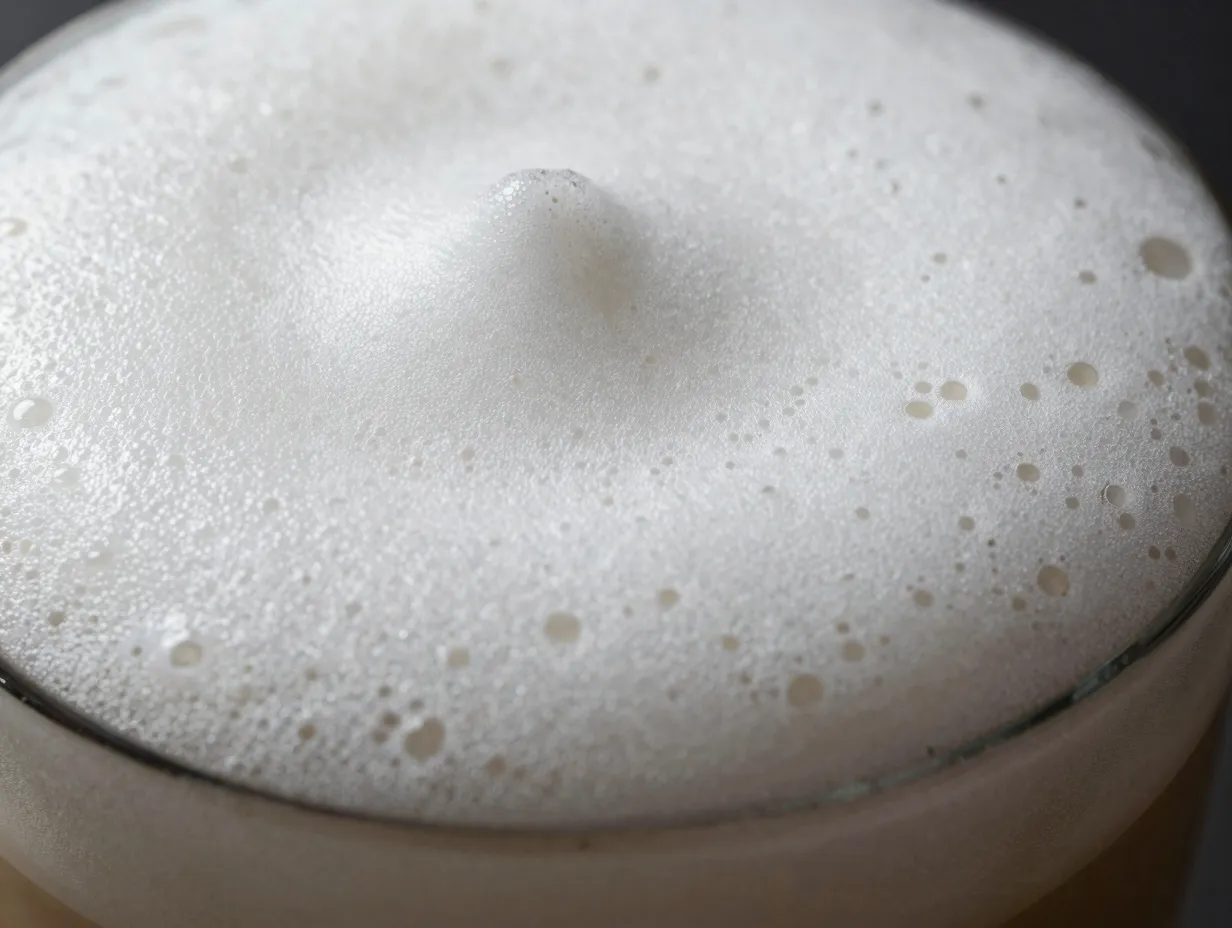 Silky integrated velvet microfoam texture in a flat white