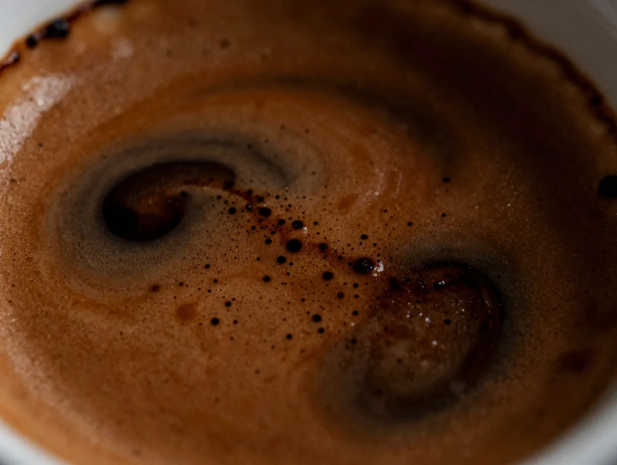 Burnt coffee aftertaste from the caramel brulée latte espresso