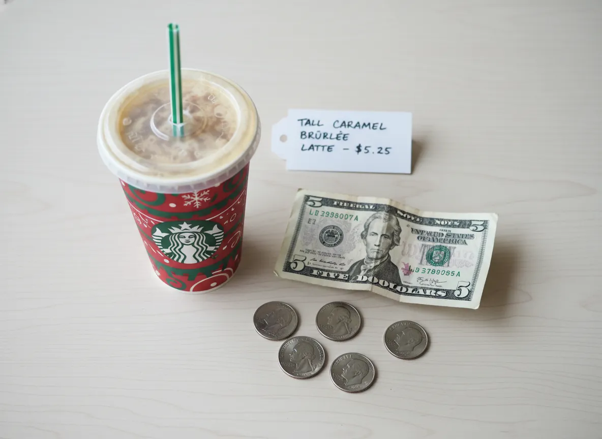 Value conscious reviewer comparing tall latte price tag