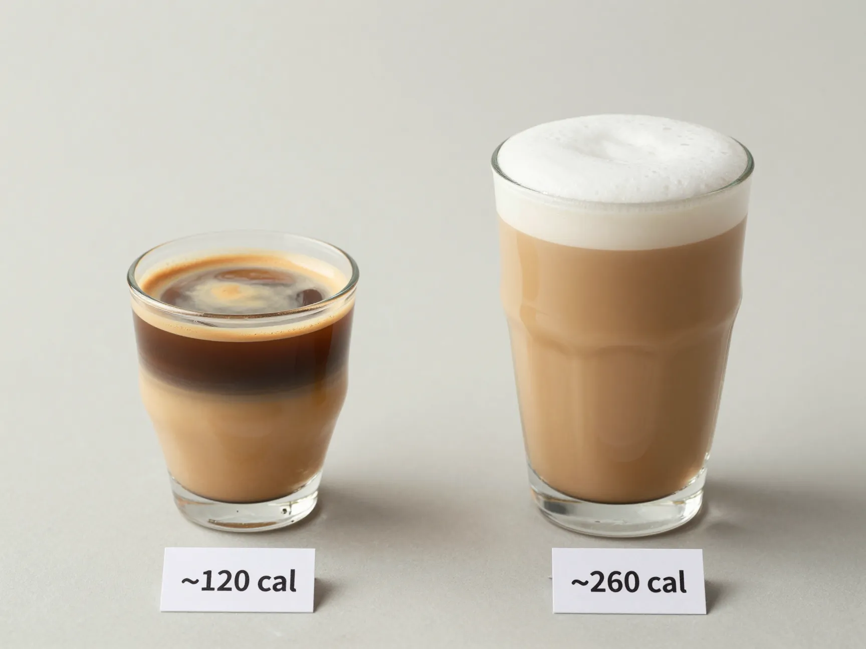 Calorie comparison between small flat white and large latte