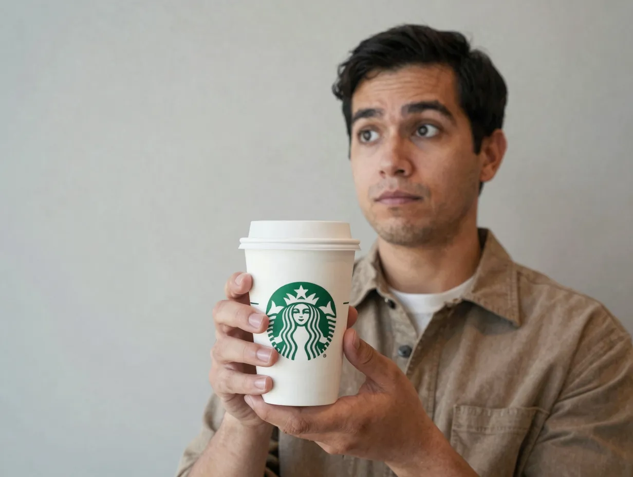 First time holiday drinker with grande latte managing expectations