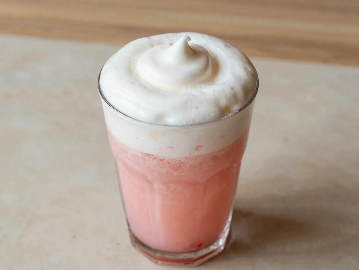 Classic pink drink with vanilla sweet cream foam layer