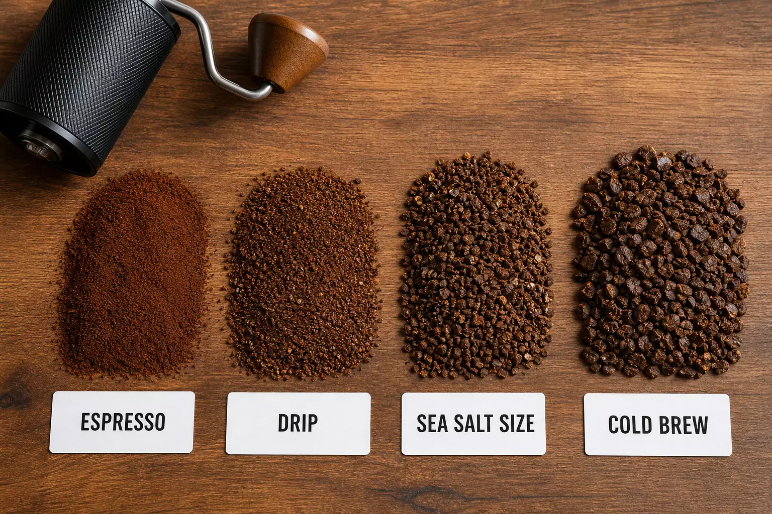 Coffee grind size guide from espresso to coldbrew