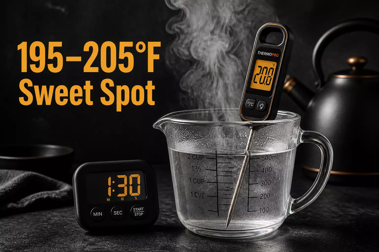 Coffee brew temp sweet spot thermometer timer
