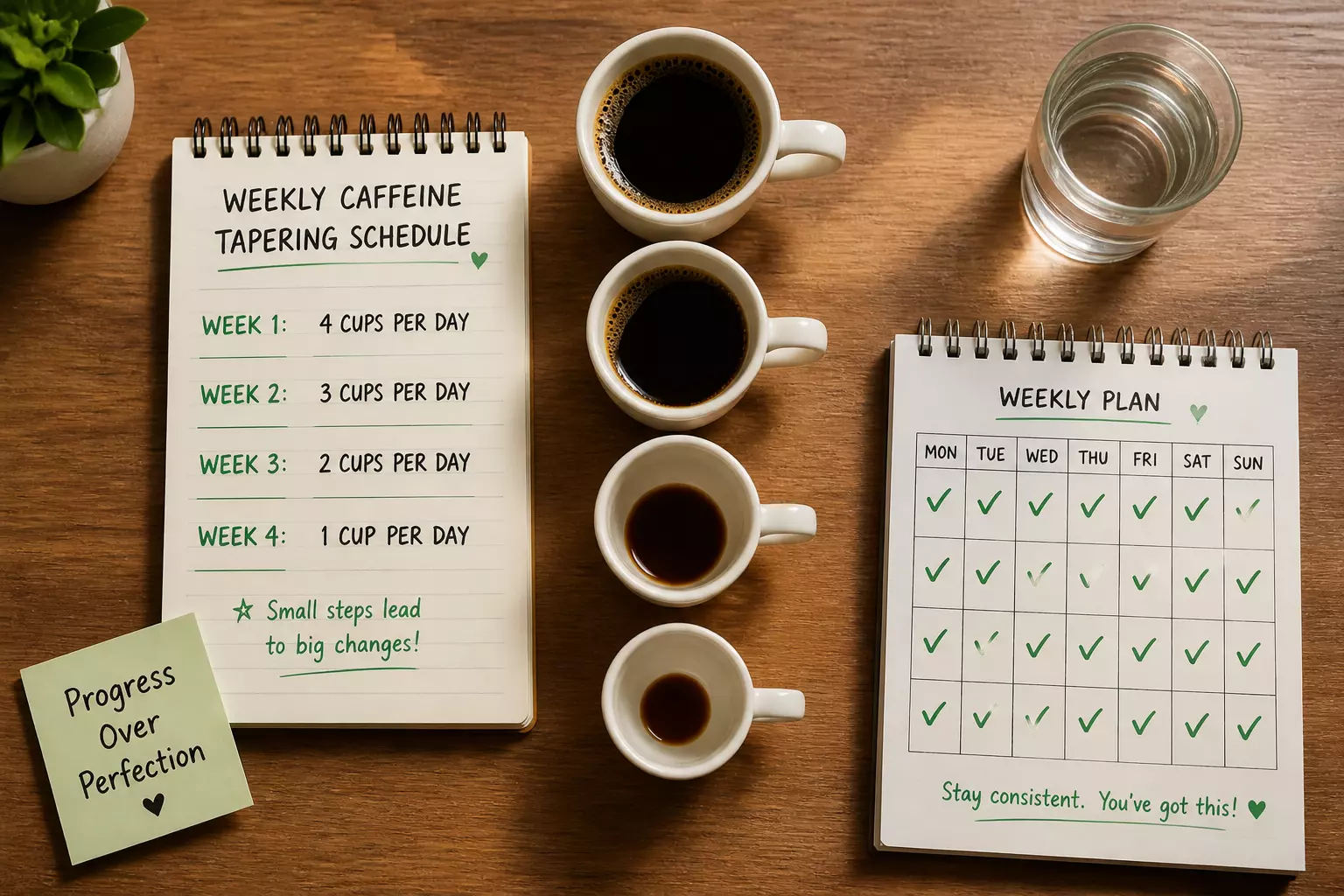 Weekly caffeine tapering plan coffee countdown