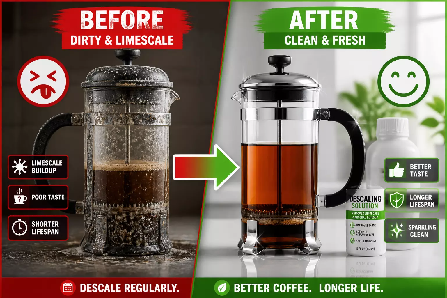 Dirty vs clean coffee maker descaling guide