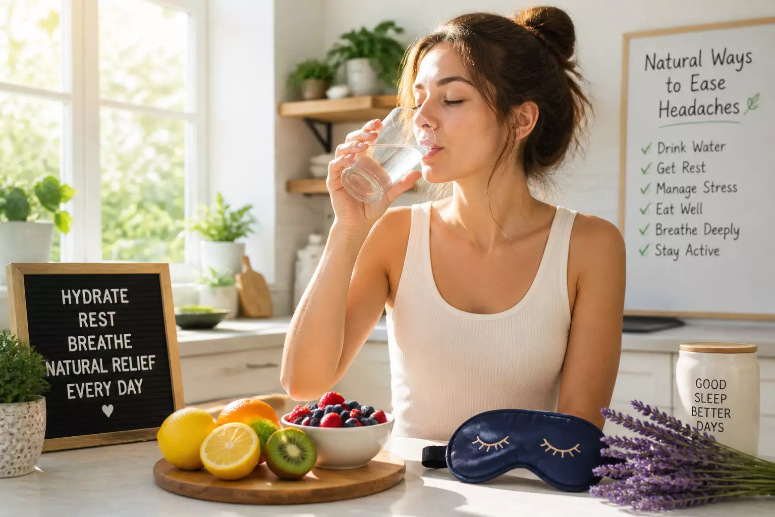 Natural headache relief water sleep lavender