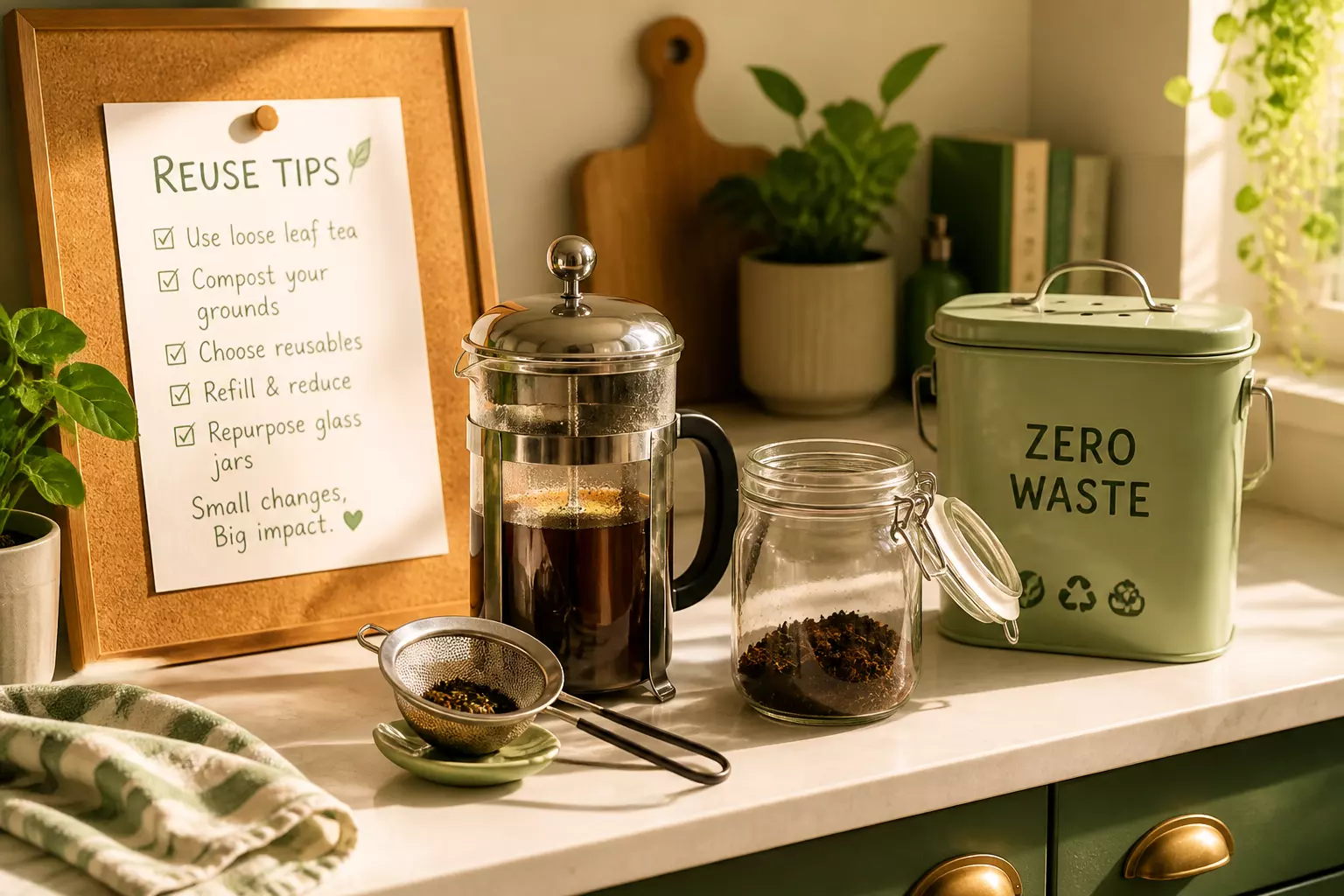 Zero waste coffee tea kitchen reuse station guide