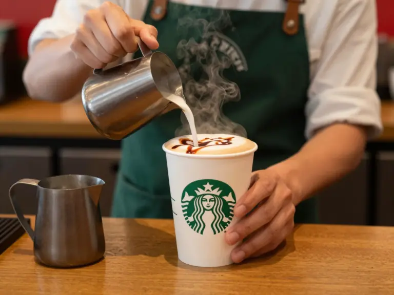 Featured Barista Making Custom Hot Peppermint Mocha Latte Starbucks