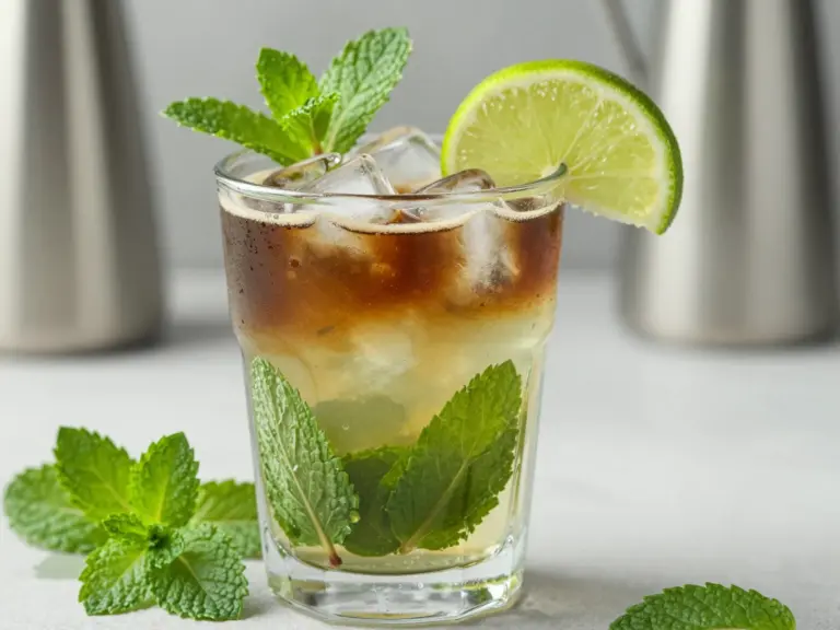 Featured Mint Lime Cooler Americano With Muddled Leaves And Garnish